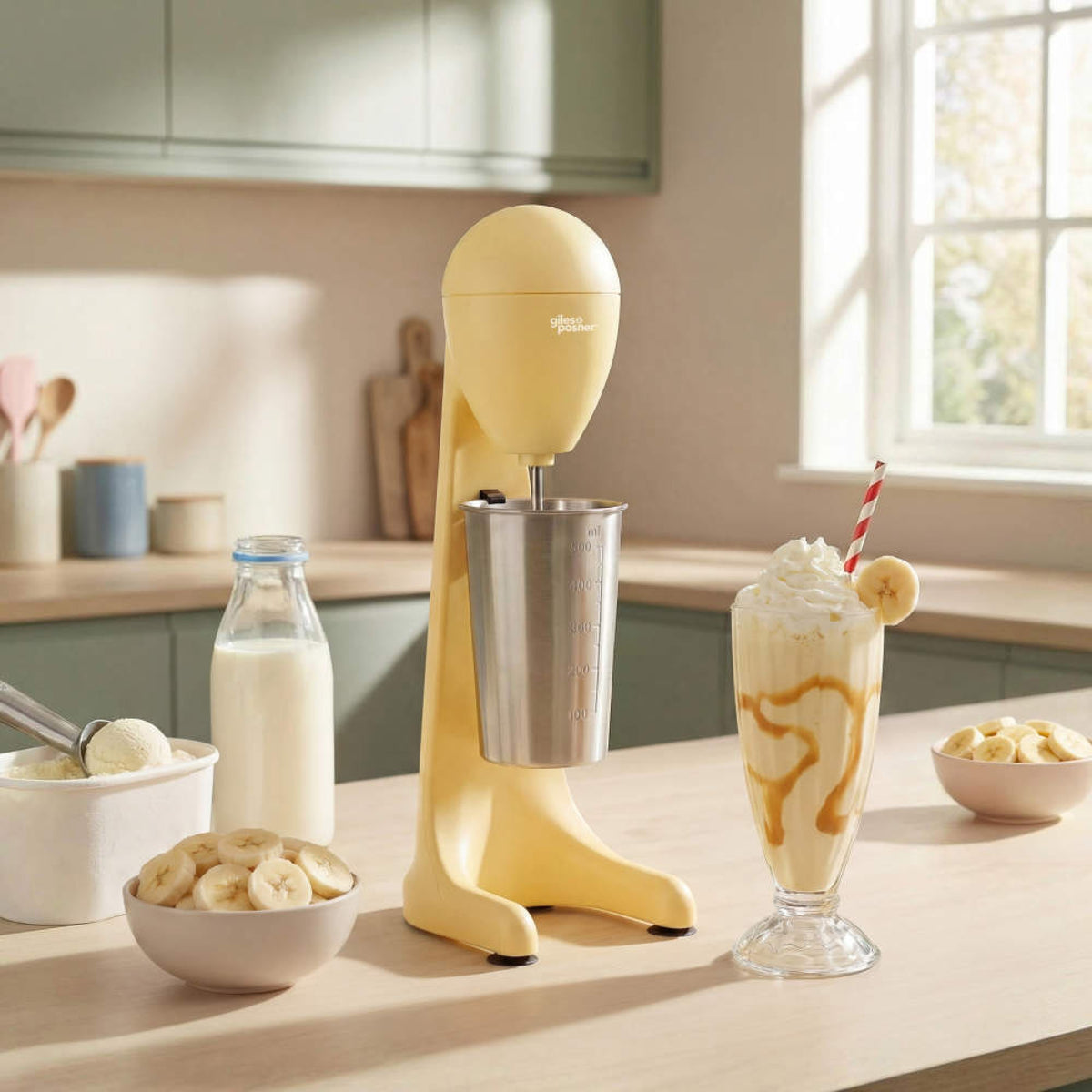 Giles & Posner Funfair Milkshake Maker, Matt Yellow