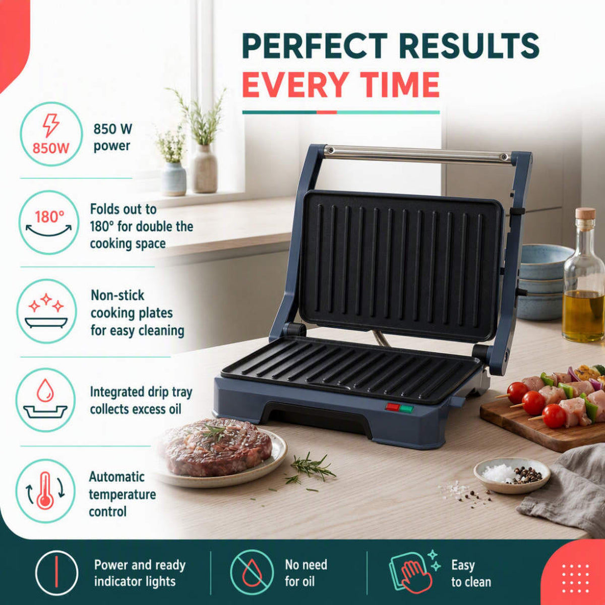 Progress Mellow 180° Health Grill, Blue