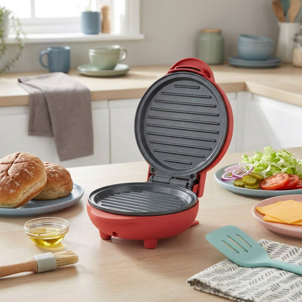 Giles & Posner Funfair Mini Griddle, Matt Red