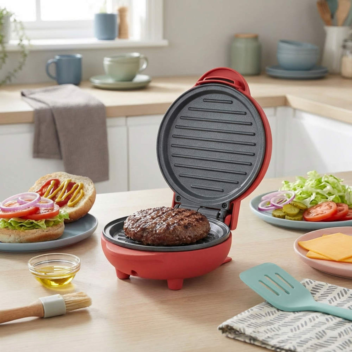 Giles & Posner Funfair Mini Griddle, Matt Red