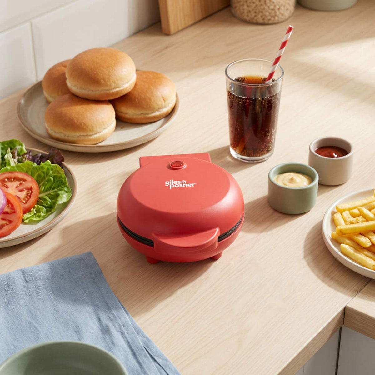 Giles & Posner Funfair Mini Griddle, Matt Red