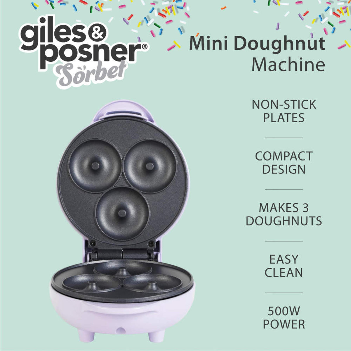 Giles & Posner Sorbet Mini Doughnut Maker, Purple