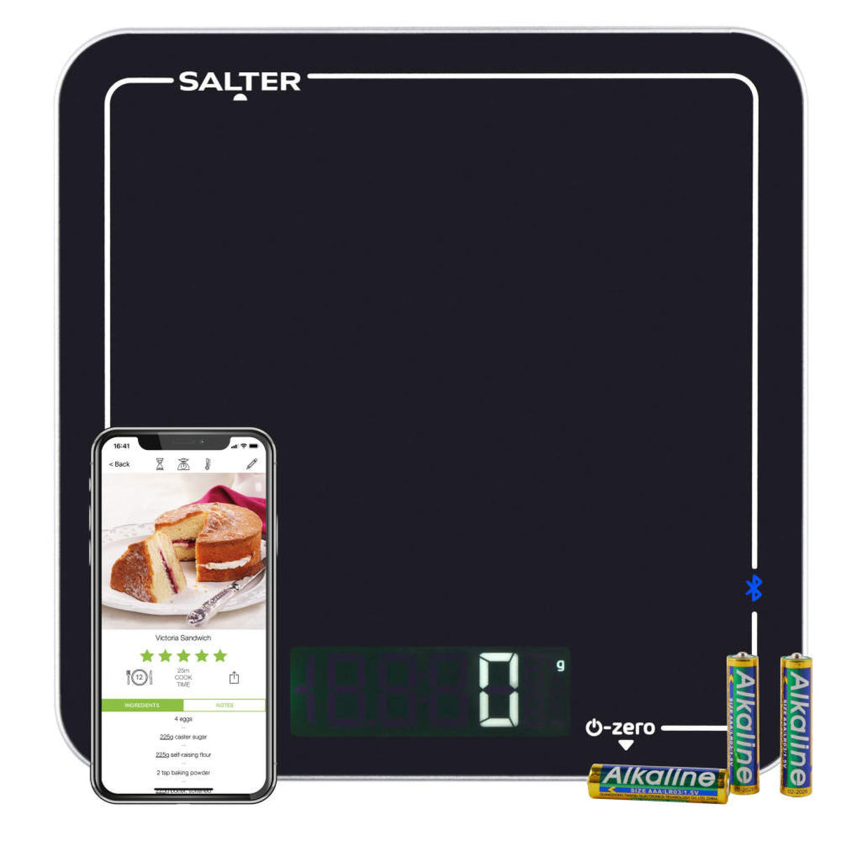 Salter Cook Pro Bluetooth Kitchen Scale, Black