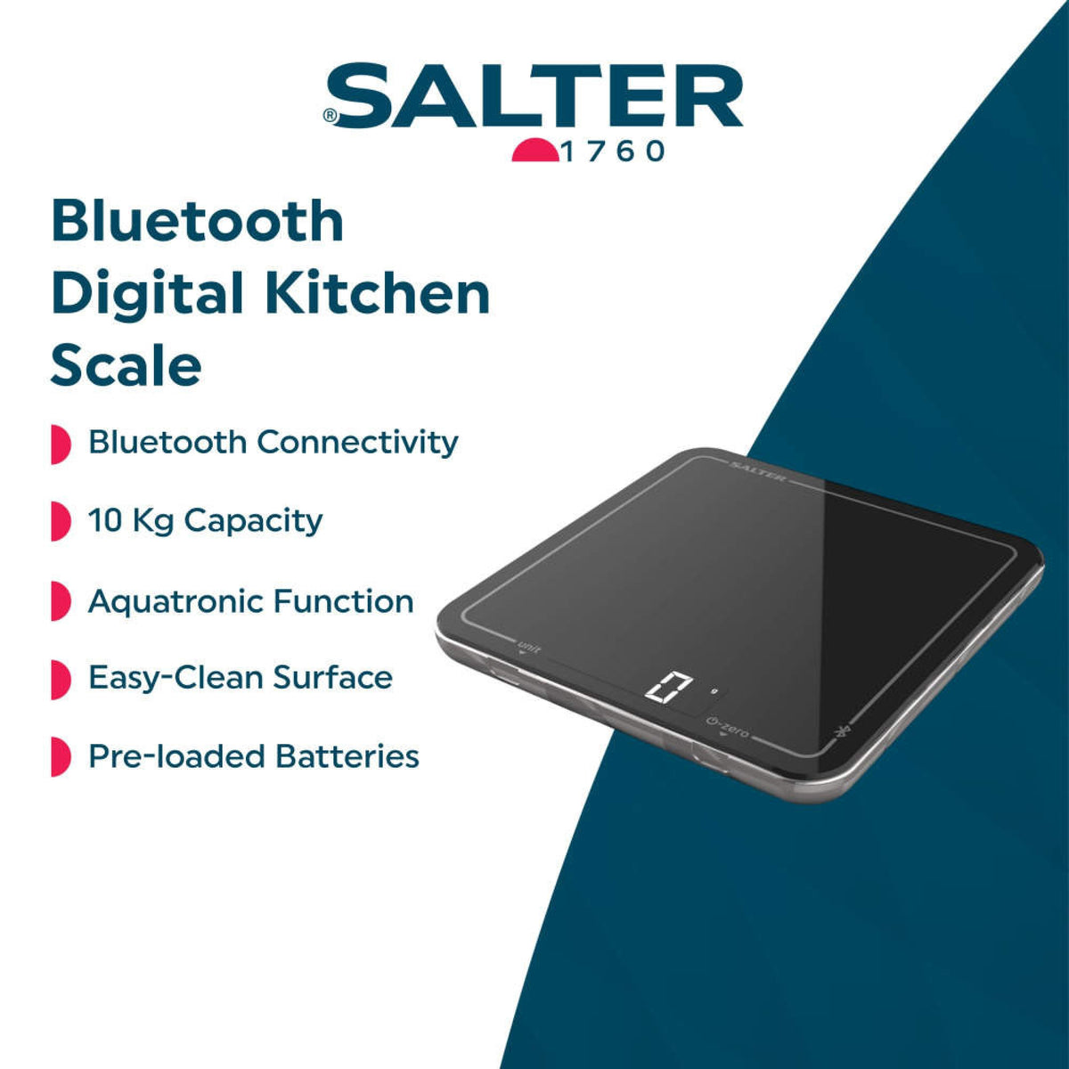 Salter Cook Pro Bluetooth Kitchen Scale, Black