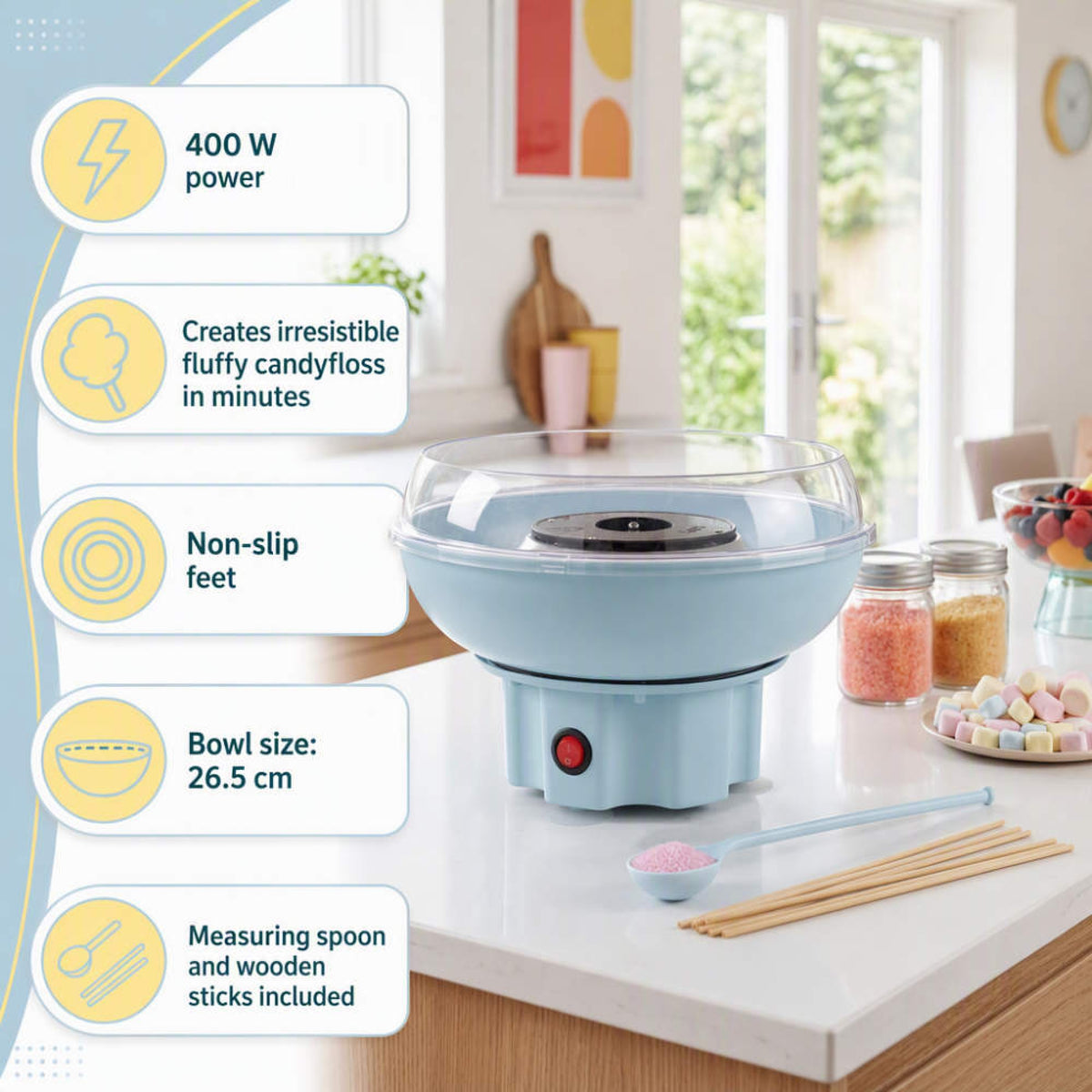 Giles & Posner Sorbet Candyfloss Maker, Matt Blue