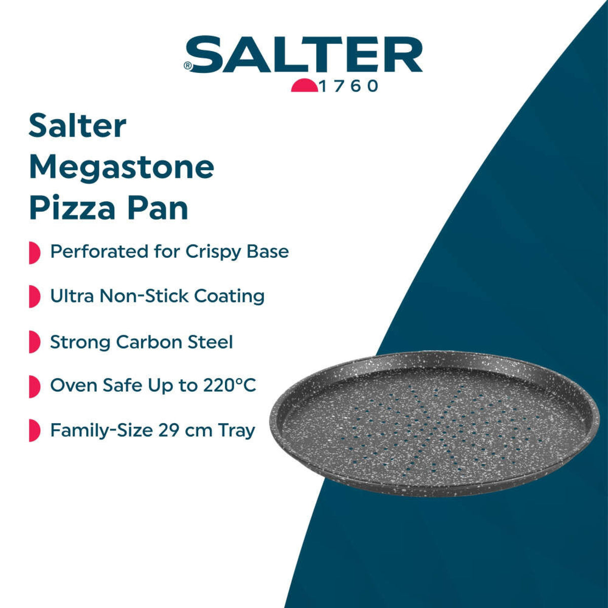 Salter Megastone 29cm Pizza Pan, Silver