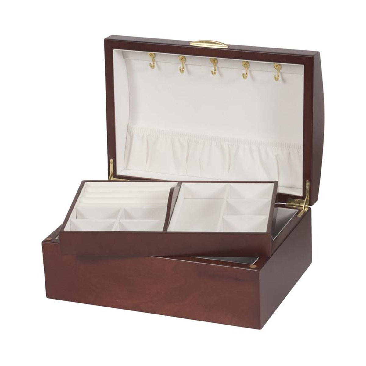 Dawn Walnut Rose Domed Top Jewellery Box with Lift-Out Tray - JEWELLERY HOLDER - Beattys of Loughrea