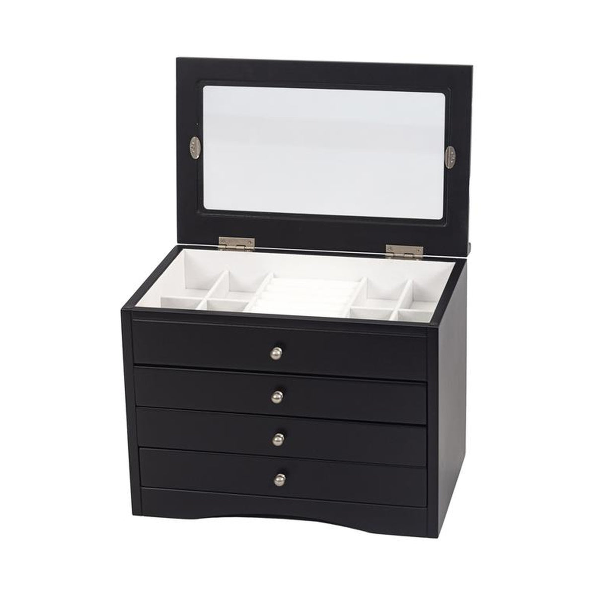 Large Java Finish Jewellery Box with Glass Lid