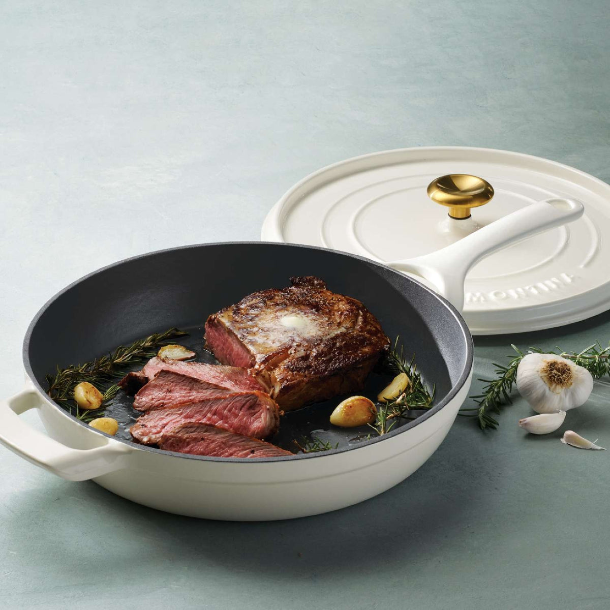 Tramontina 30cm Cast Iron Enamel Sauté Pan, Latte