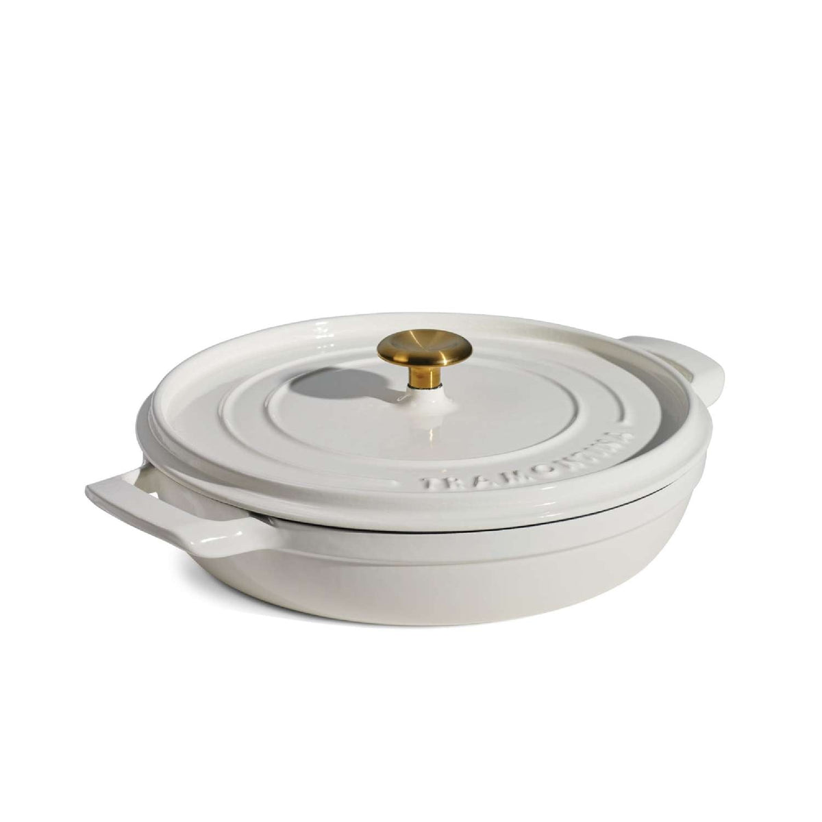 Tramontina 30cm Cast Iron Enamel Shallow Casserole, Latte