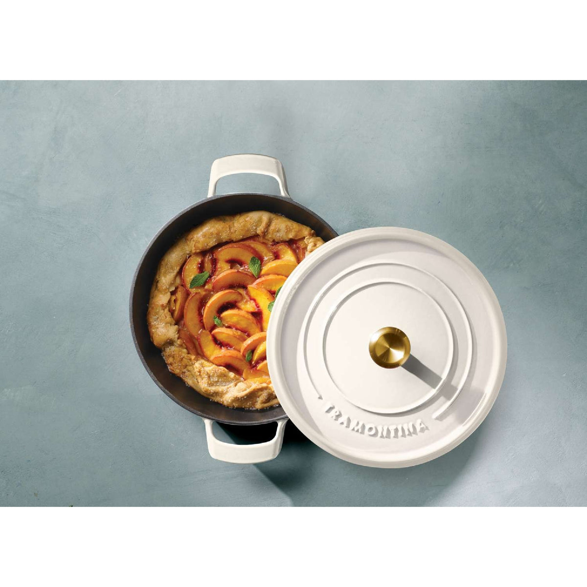 Tramontina 30cm Cast Iron Enamel Shallow Casserole, Latte