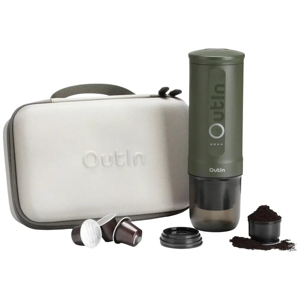 Outin Nano Portable Espresso Machine Traveler Gift Set, Forest Green - COFFEE MAKERS / ACCESSORIES - Beattys of Loughrea