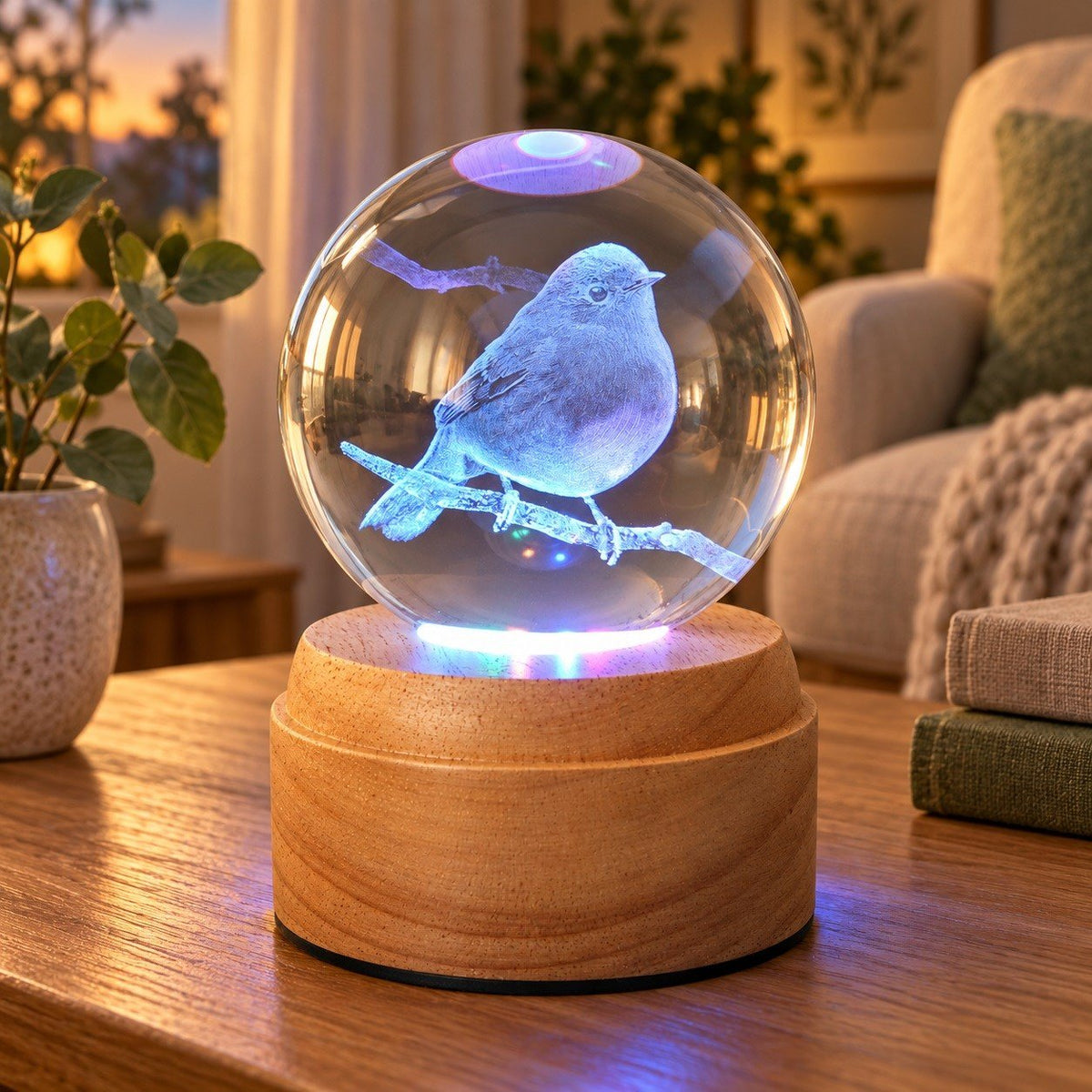 Robin Rotating 3D Crystal Globe Light - TABLE/BEDSIDE LAMPS - Beattys of Loughrea