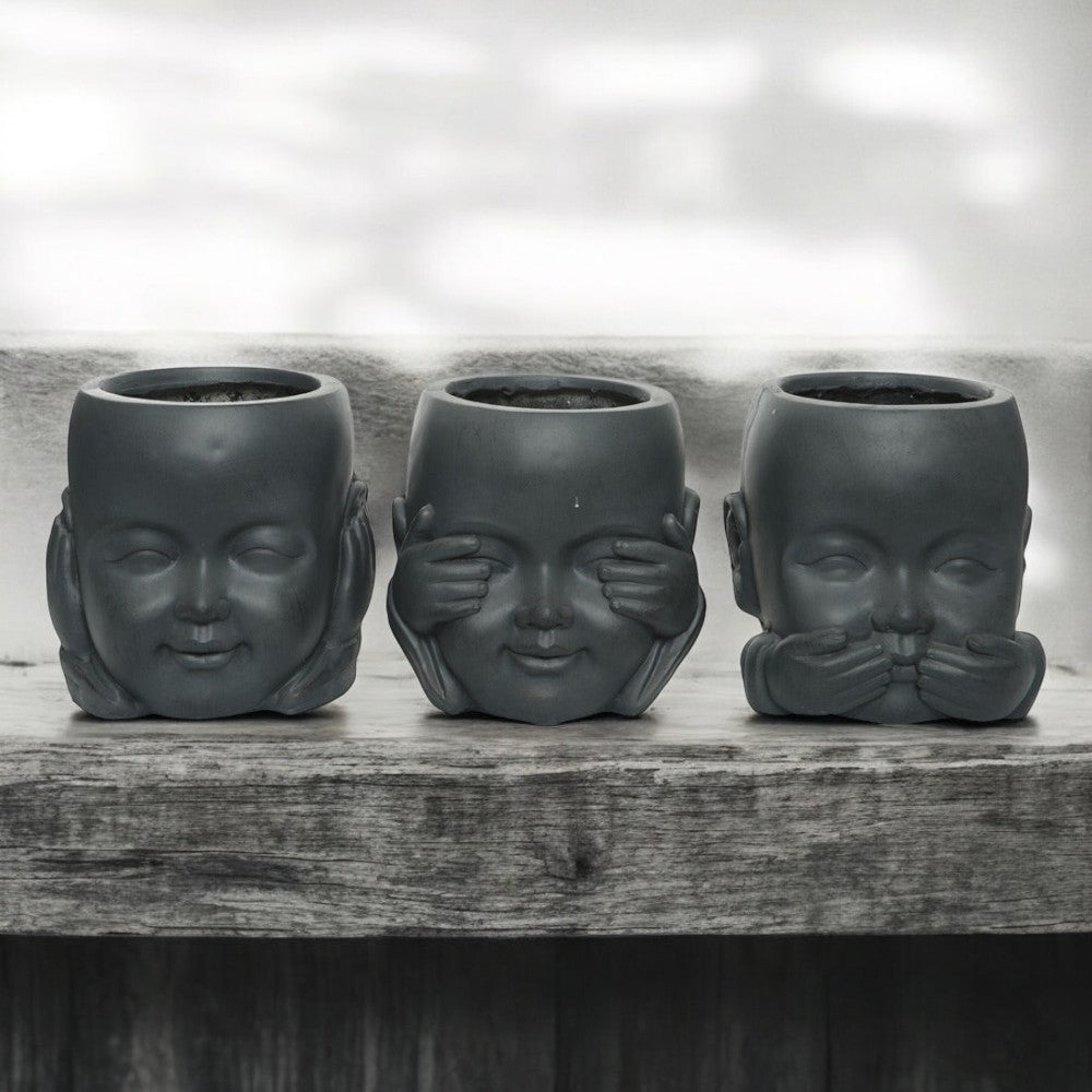 Fibreclay Monk Planter - Set of 3 - 24cm - GARDEN ORNAMENTS INCL SOLAR - Beattys of Loughrea