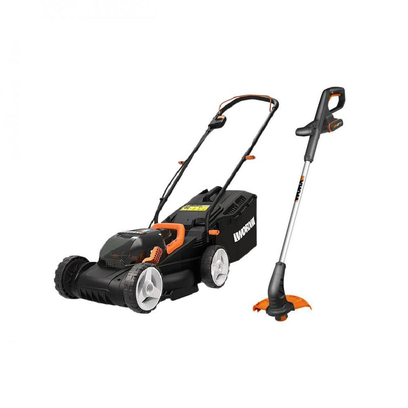 WORX Cordless 34cm Lawn Mower & 25cm Grass Trimmer Twin Pack - 20V - LAWNMOWERS/ROLLERS - Beattys of Loughrea