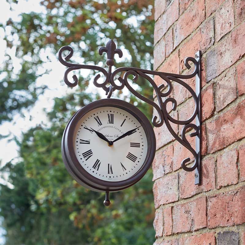 8" Marylebone Station Wall Clock & Thermometer - GARDEN ORNAMENTS INCL SOLAR - Beattys of Loughrea