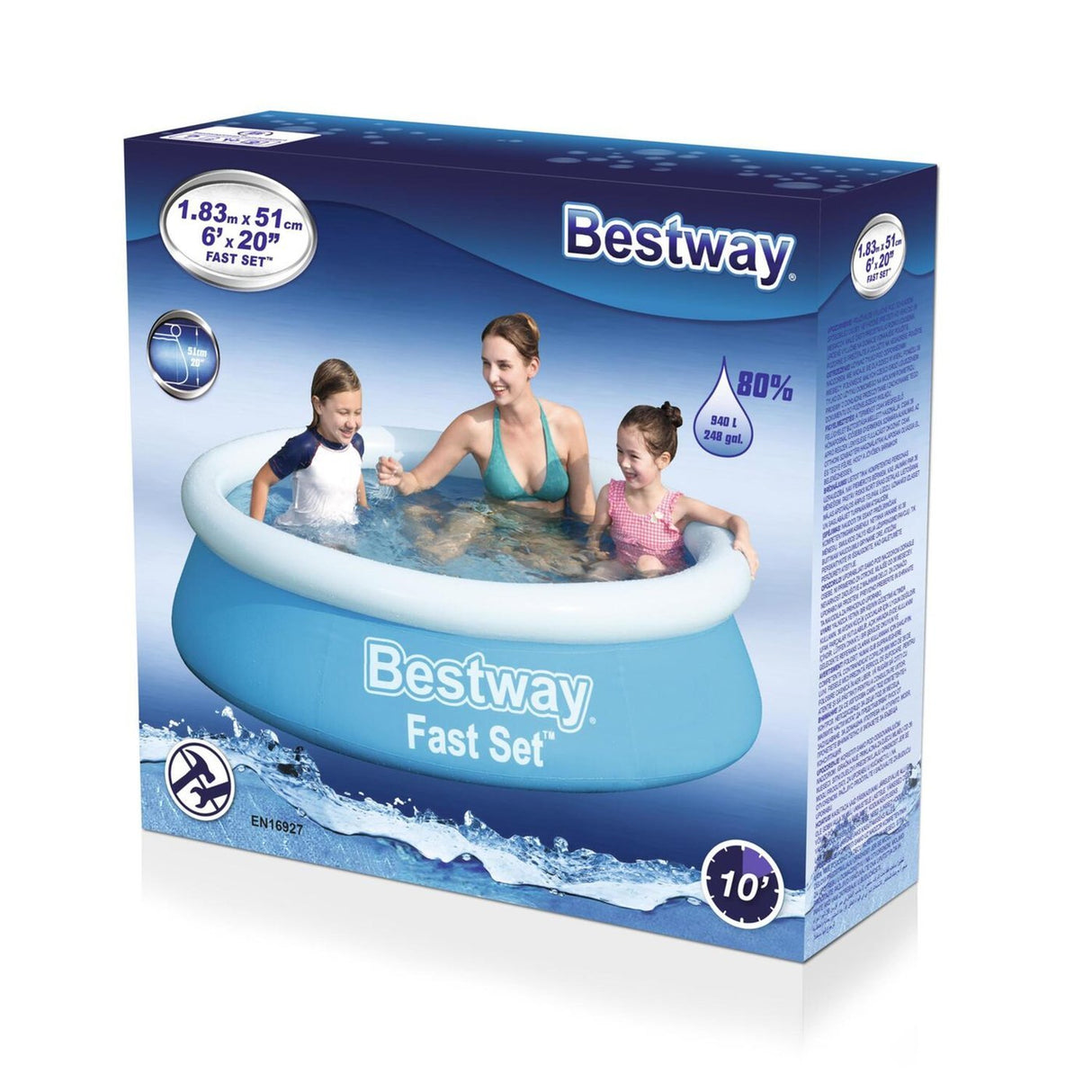 Bestway 6ft Inflatable Fast Set Pool 183 x 51cm - SWINGS/SLIDE OUTDOOR GAMES - Beattys of Loughrea