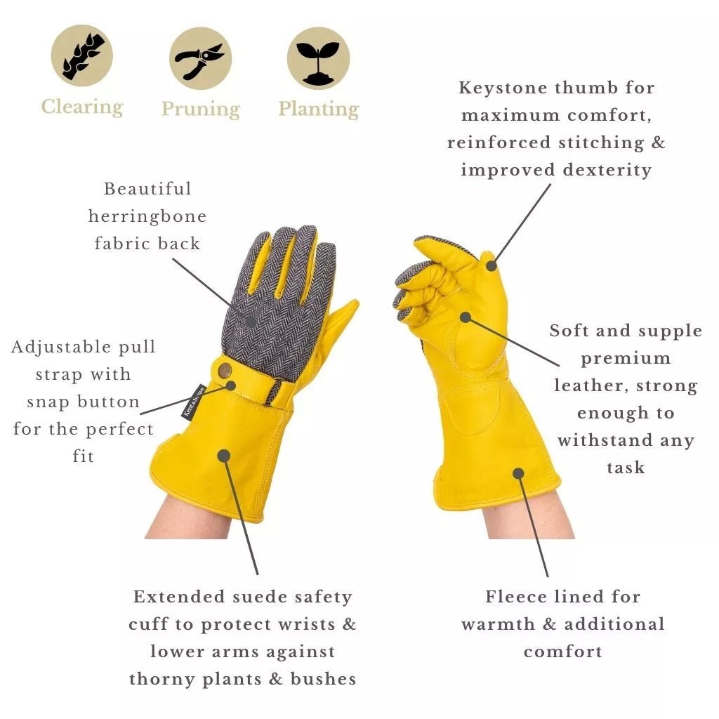 Kent & Stowe Leather Gauntlet Gardening Gloves - Medium - GARDEN GLOVES ,APRONS, KNEE PADS, GARDEN PEGS - Beattys of Loughrea