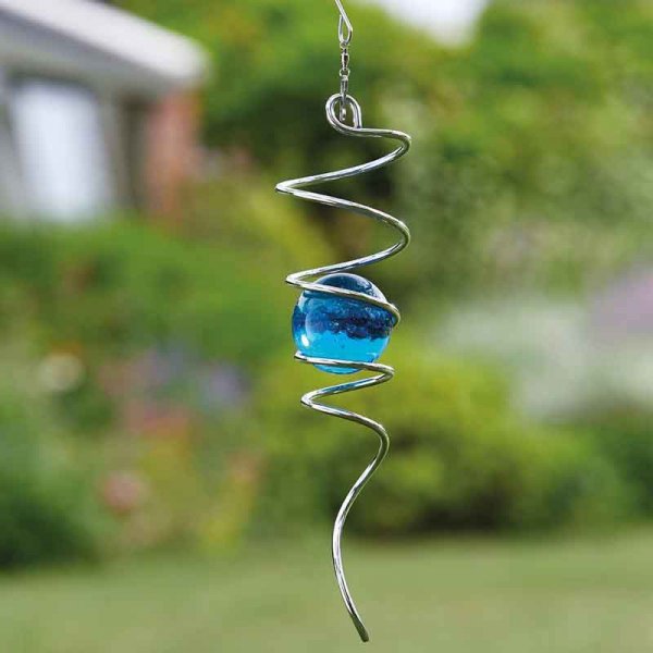 Blue Spinning Helix 33cm - GARDEN ORNAMENTS INCL SOLAR - Beattys of Loughrea