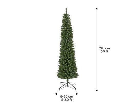 Everlands Pencil Pine Artificial Christmas Tree 210cm (7ft) - XMAS TREE ARTIFICIAL - Beattys of Loughrea