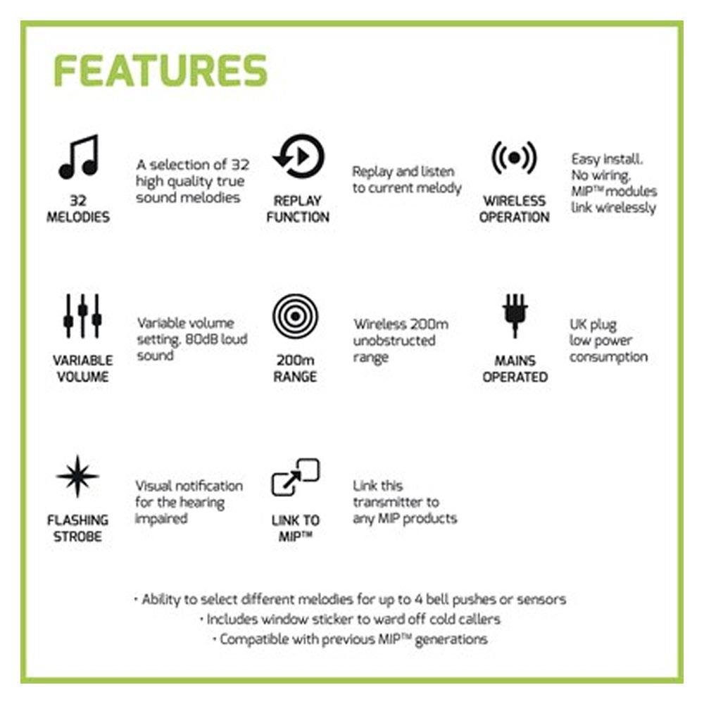 Lloytron 32 Melody Plugin Door Bell Chime Kit Grey - INTERCOM/DOOR BELL - Beattys of Loughrea