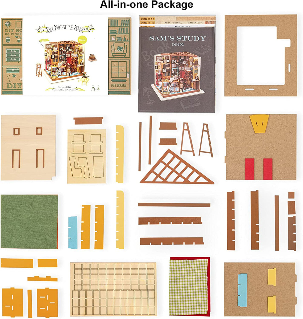 Rolife Sam's Study Library DIY Miniature House Kit DG102 Age 14+ - JIGSAWS - Beattys of Loughrea