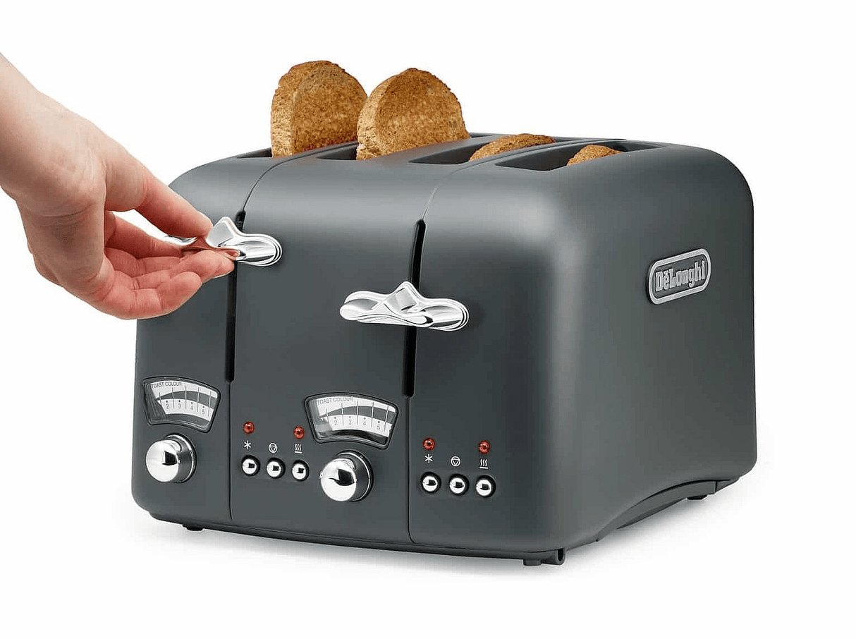 De’Longhi Argento Silva 4 Slice Toaster | Grey - TOASTERS - Beattys of Loughrea