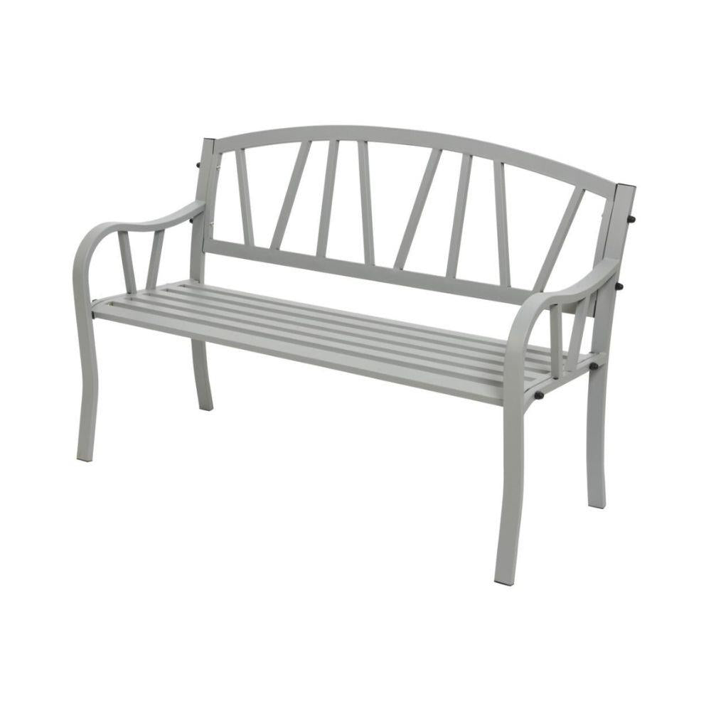 Houston 2 Seater Metal Garden Bench - Light Grey