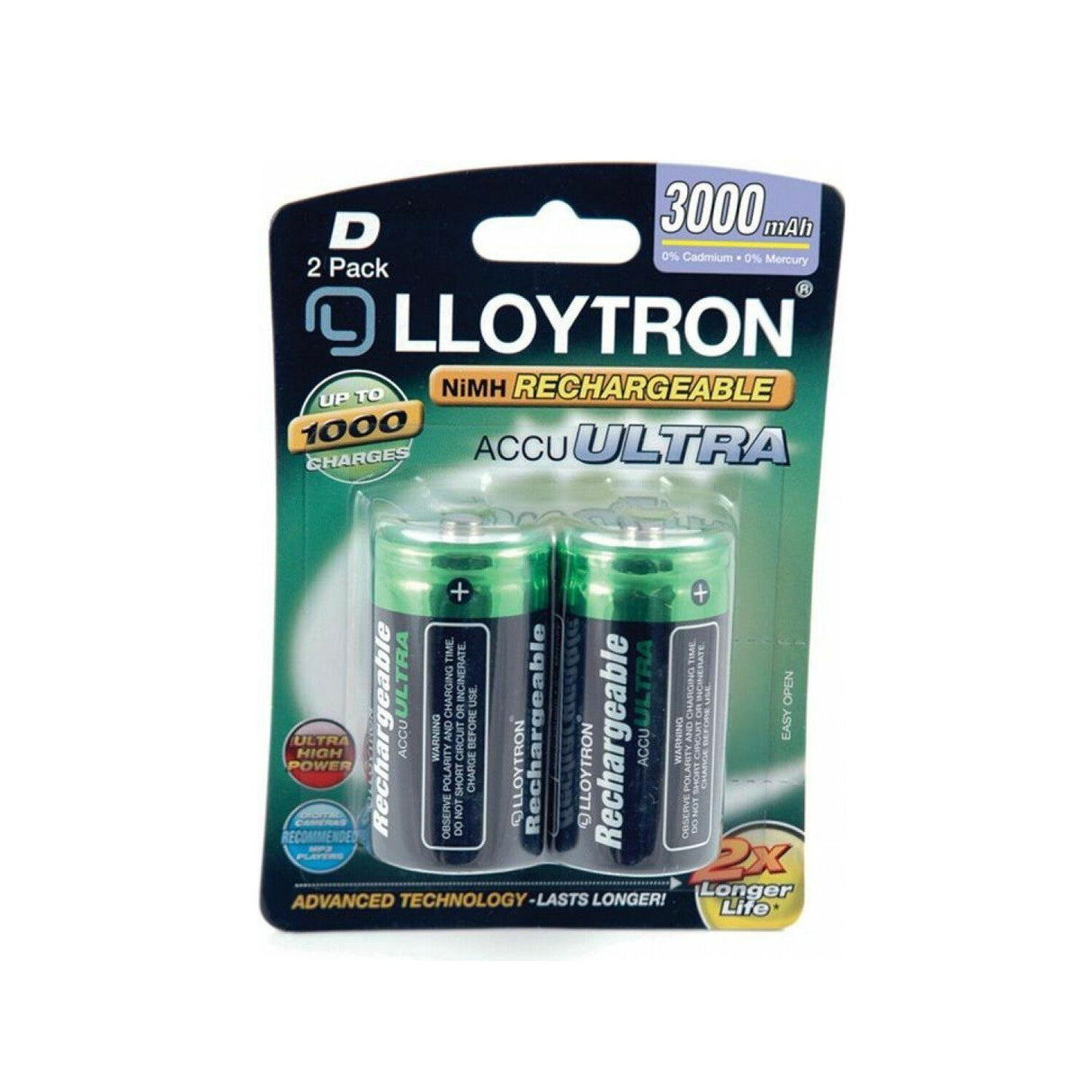 Lloytron D 3000mAH NI-MH Rechargeable Battery 2 Pack