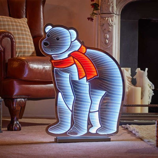 Polar Bear 40cm, Low Voltage Infinity - XMAS ROOM DECORATION LARGE AND LIGHT UP - Beattys of Loughrea