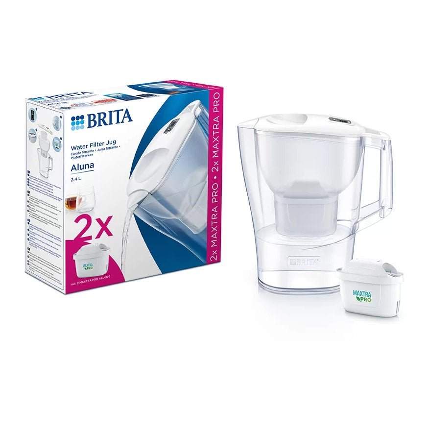 Brita Aluna 2.4L White Filter Jug & 2 MAXTRA PRO Cartridges - WATER FILTERS - Beattys of Loughrea