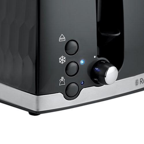 Russell Hobbs Honeycomb 4 Slice Black Toaster 26071 - TOASTERS - Beattys of Loughrea