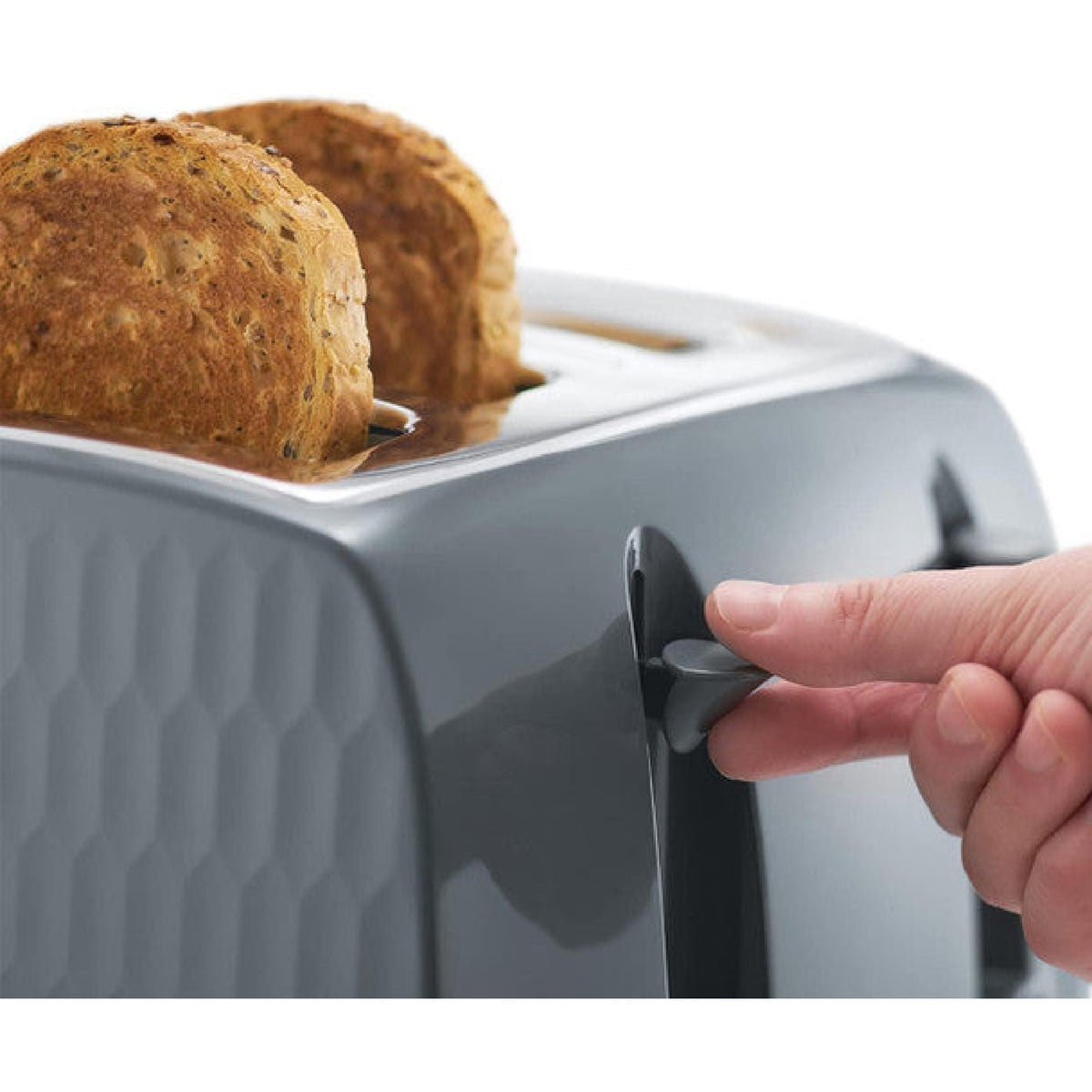 Russell Hobbs Honeycomb 4 Slice Grey Toaster 26073 - TOASTERS - Beattys of Loughrea