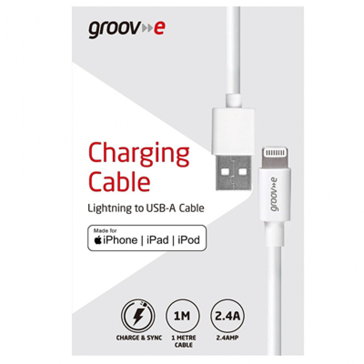 Groov-e MFi Lightning to USB-A Cable 1m - White