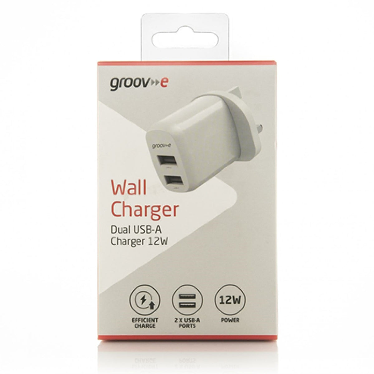 Groov-e Dual USB-A 12W Mains Charger - White