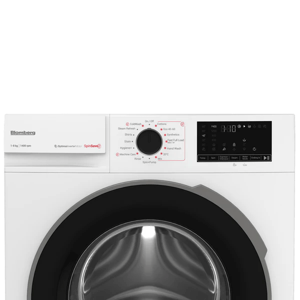 Blomberg 8kg 1400rpm Washing Machine with SpinSave White | LWA18461W - WASHING MACHINE WASHER - Beattys of Loughrea