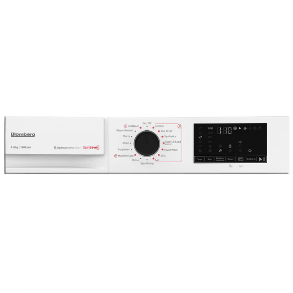Blomberg 8kg 1400rpm Washing Machine with SpinSave White | LWA18461W - WASHING MACHINE WASHER - Beattys of Loughrea
