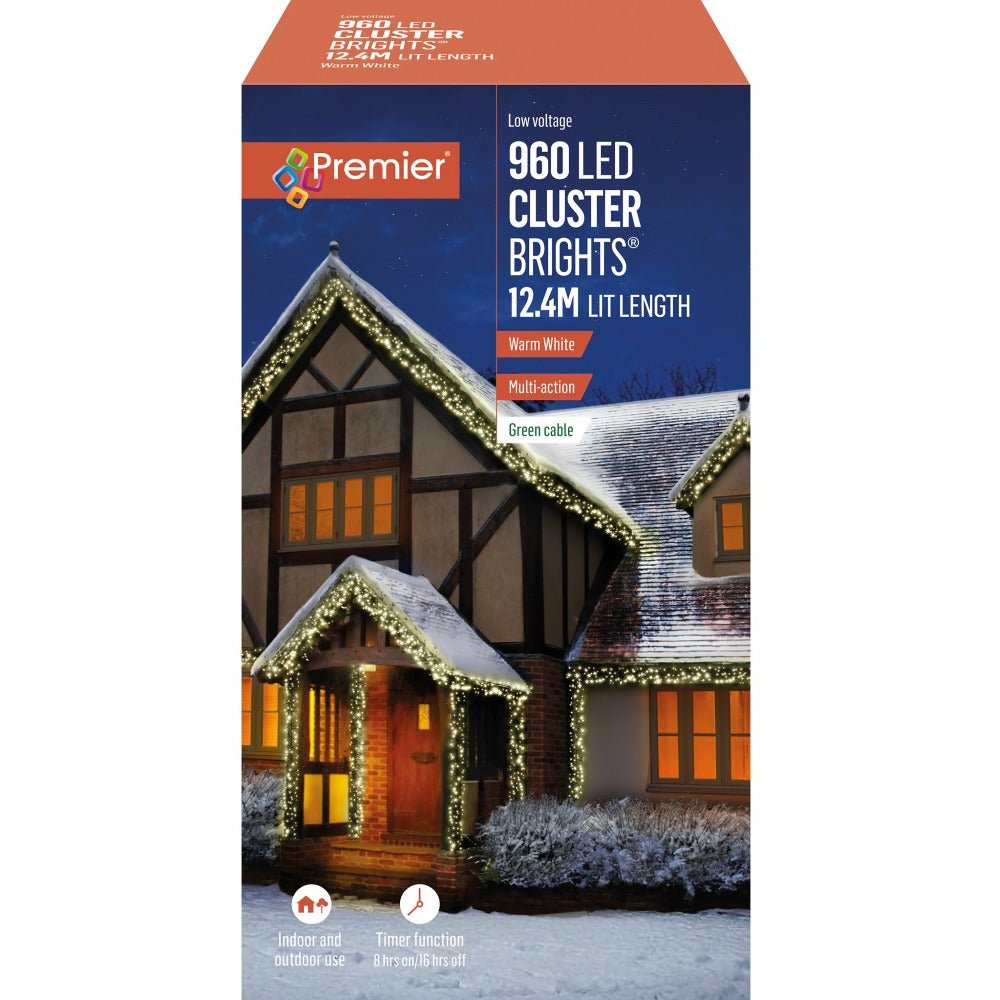 960 Led Multi | Action Clusterbrights With Timer | Warm White - XMAS LIGHTS LED - Beattys of Loughrea