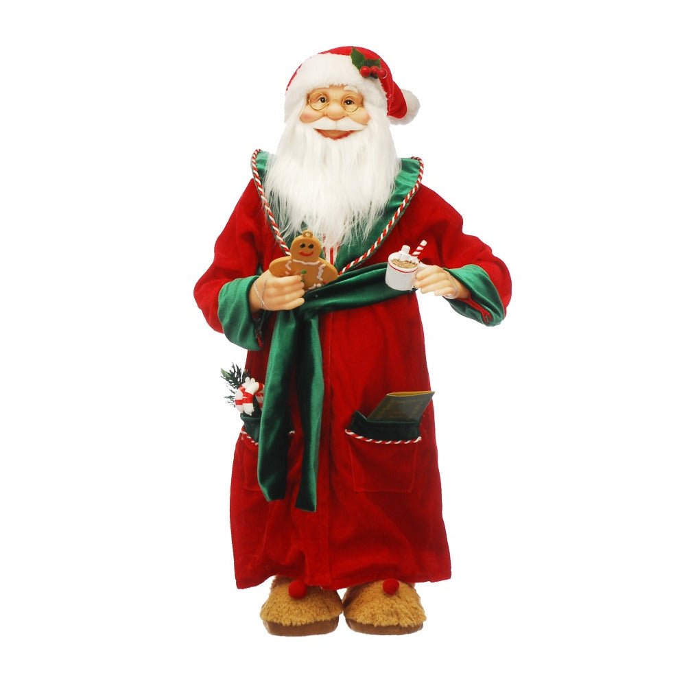 Standing Santa In Red And Green Dressing Gown | 60Cm - XMAS SOFT DECOS - Beattys of Loughrea