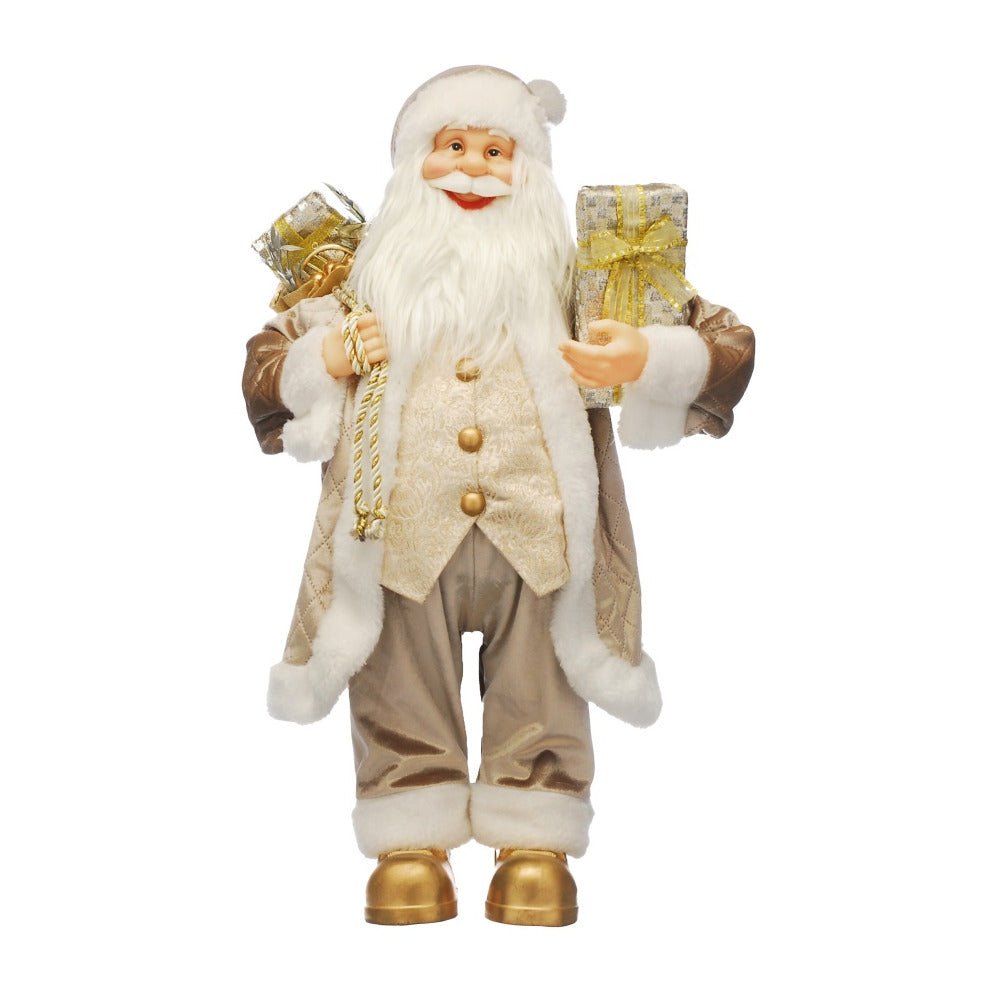 Standing Cream & Gold Santa | 60Cm - XMAS SOFT DECOS - Beattys of Loughrea