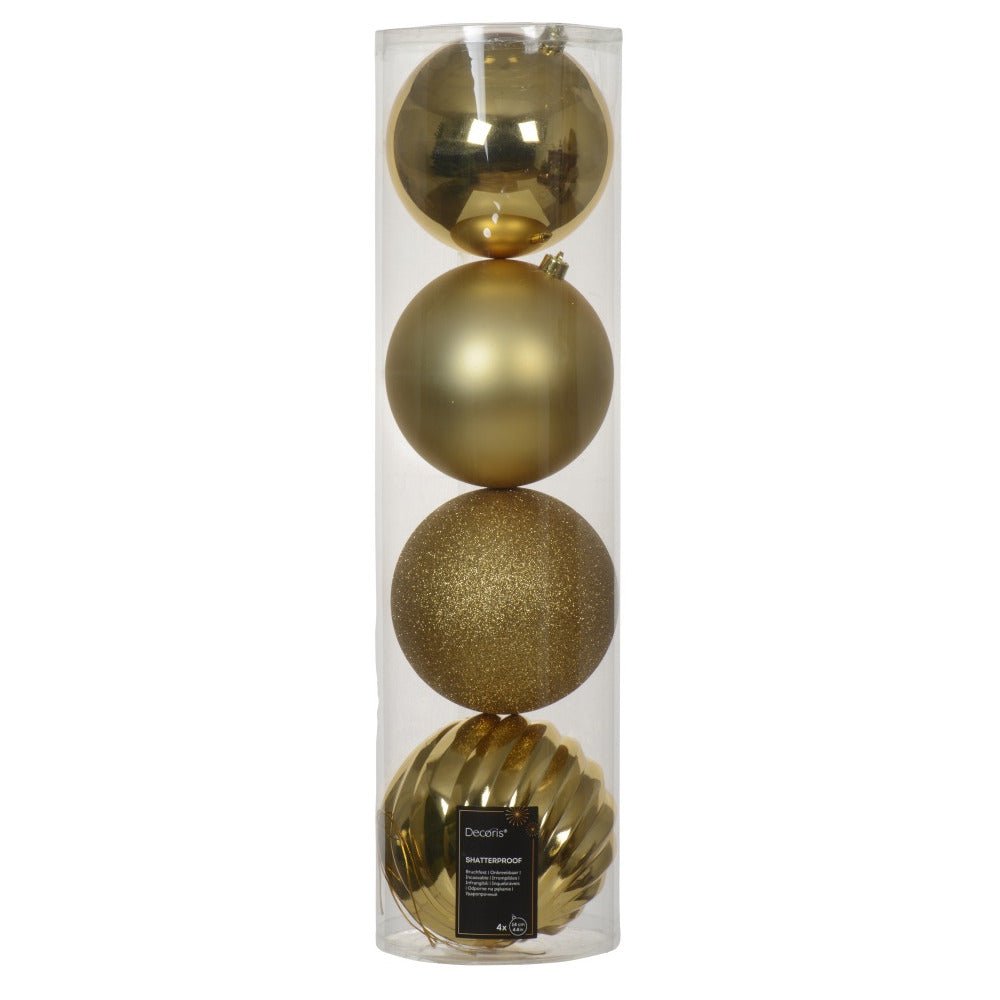 Light Gold Shatterproof Baubles - Pack Of 4 – A Holiday Bestseller To Brighten Your Celebrations. - XMAS BAUBLES - Beattys of Loughrea