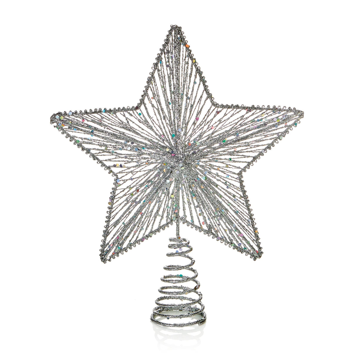 30cm Silver Glitter Star Tree Topper - XMAS DECORATIONS - Beattys of Loughrea