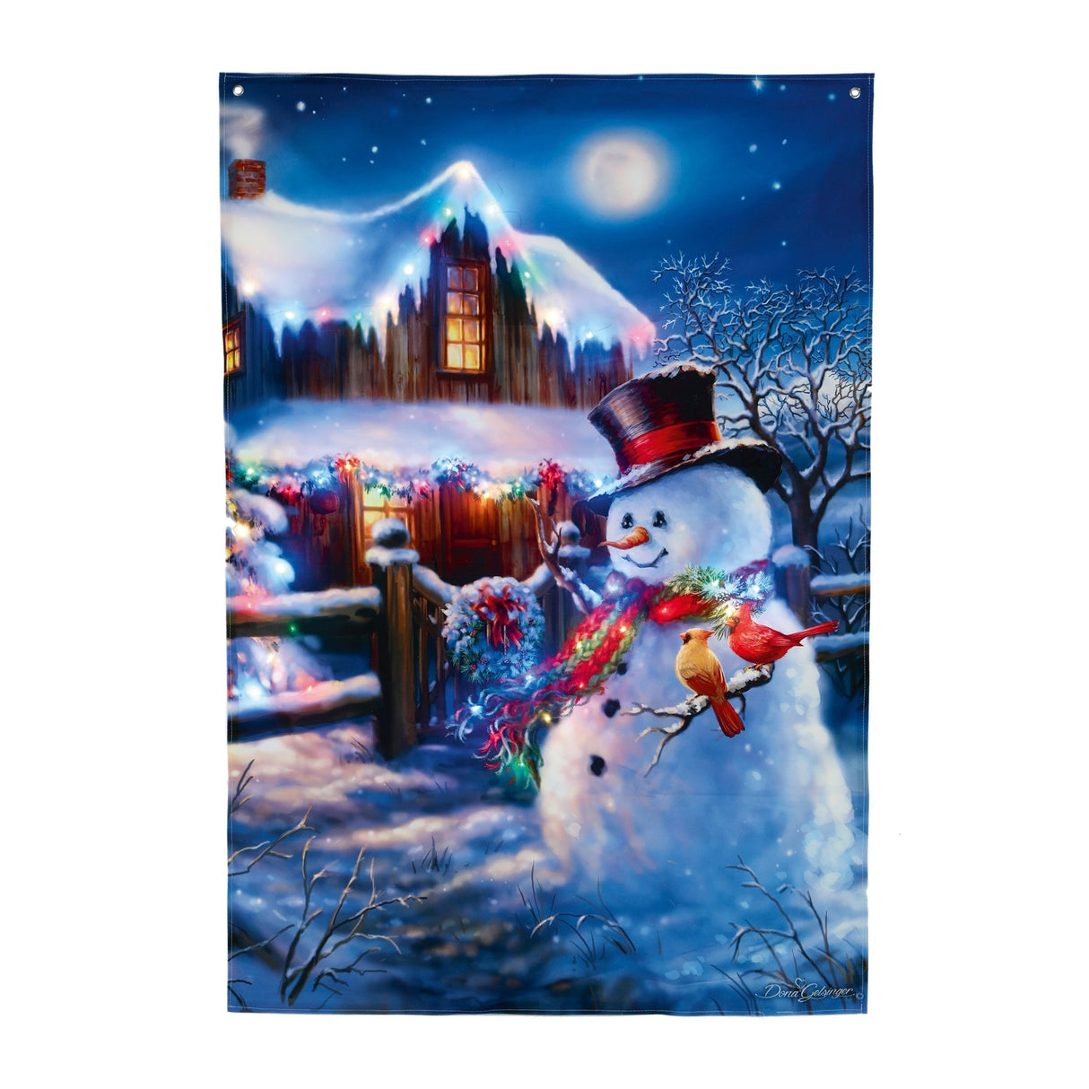 1 x 1.45m USB Lit Snowman Hanging Fabric Banner - XMAS ROOM DECORATION LARGE AND LIGHT UP - Beattys of Loughrea