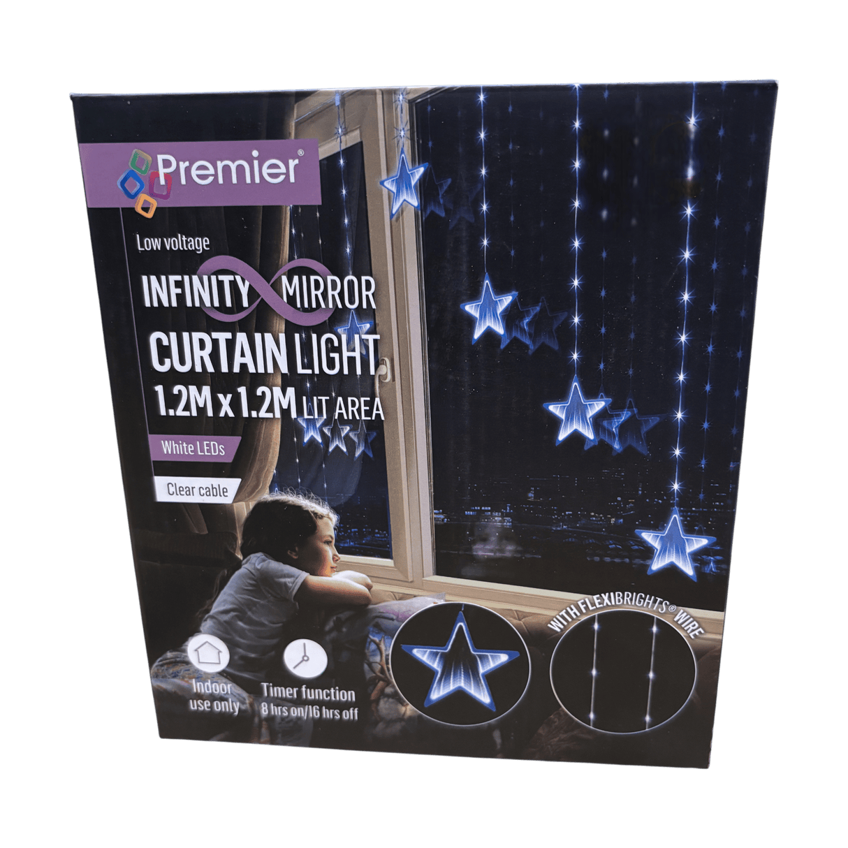 Premier Infinity Mirror Star Curtain Light with White LEDs – 1.2m x 1.2m - XMAS LIGHTS LED - Beattys of Loughrea