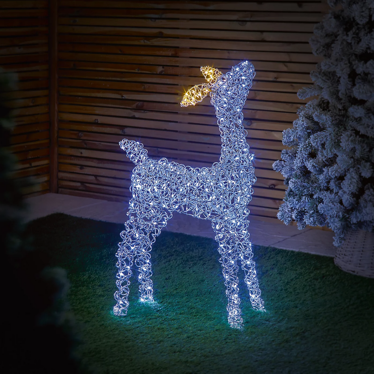 Premier 97cm Multi Action Aluminium KD Deer with 240 White & Warm LEDs