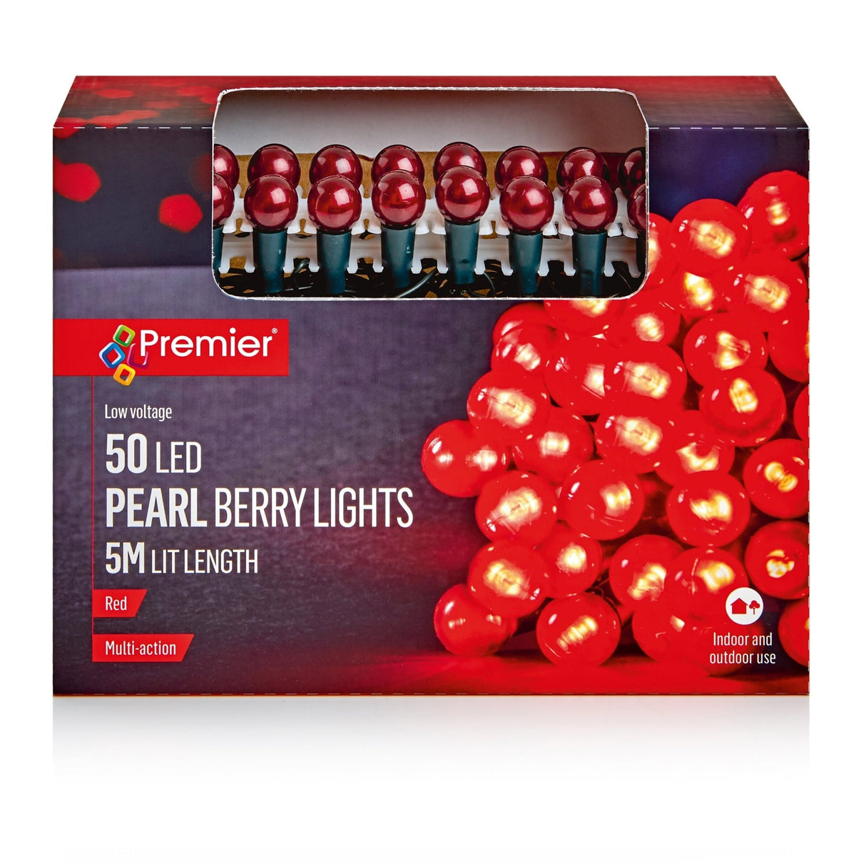 Premier 50 Multi Action Pearl Berry Lights – Red LED - XMAS LIGHTS LED - Beattys of Loughrea