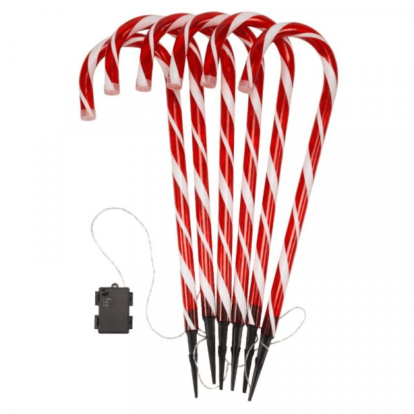 CandyCane Stake Lights Battery Operated - Set of 6 - Beattys of Loughrea | www.beattys.ie