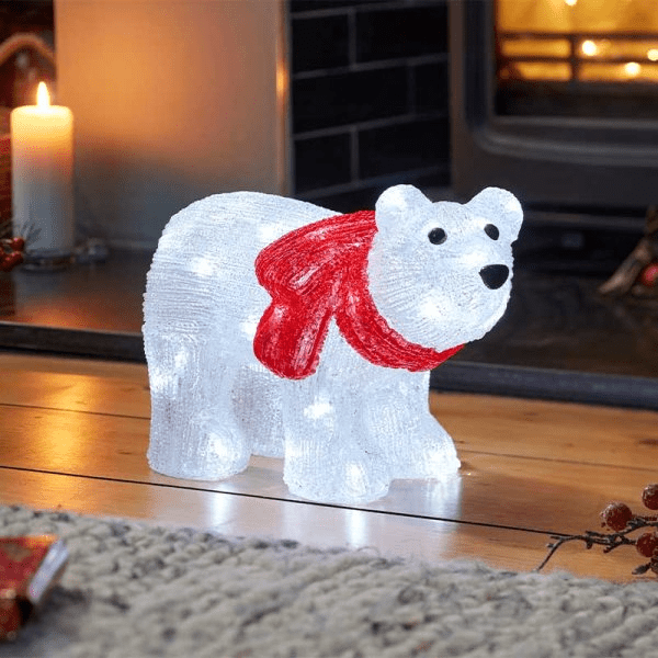 InLit Ice Polar Cub 20cm - XMAS ROOM DECORATION LARGE AND LIGHT UP - Beattys of Loughrea