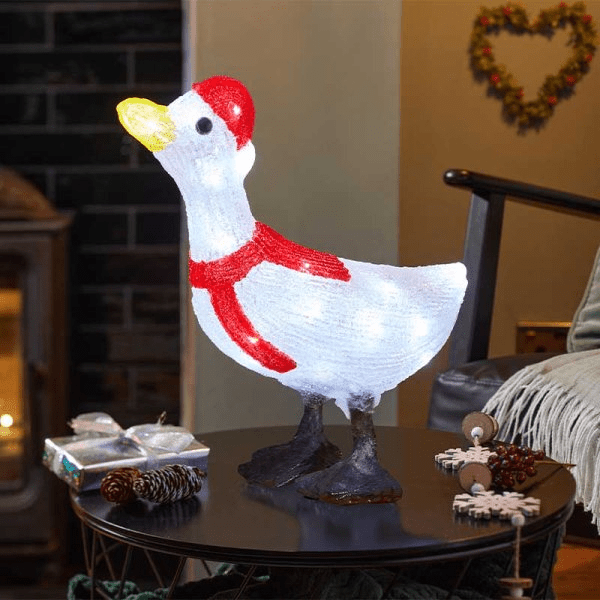 InLit Ice Goose 37cm - XMAS ROOM DECORATION LARGE AND LIGHT UP - Beattys of Loughrea