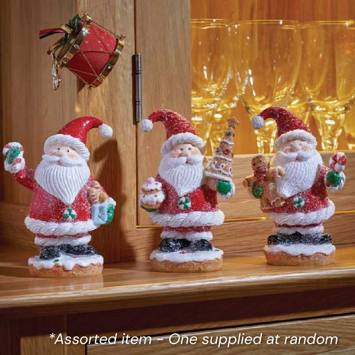 Santa's Treats Figurine Assorted - One Supplied* - XMAS CERAMIC WOOD RESIN GLASS ORNAMENTS - Beattys of Loughrea